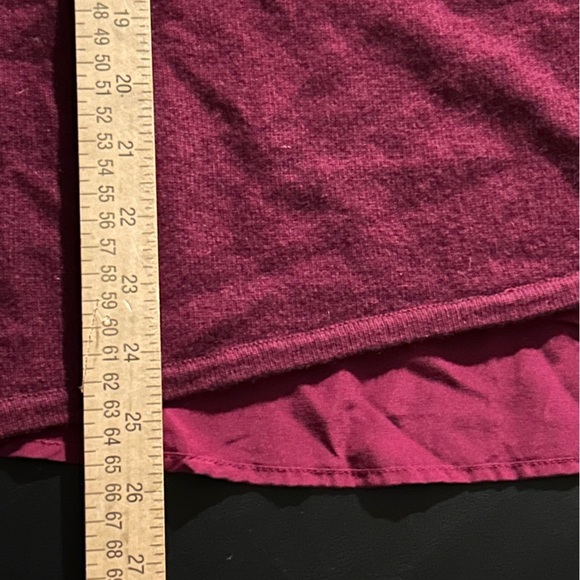 Garnet Hill Knitted 100% Cashmere Woven 100% Silk Sweater Burgundy Size Small - Picture 9 of 9